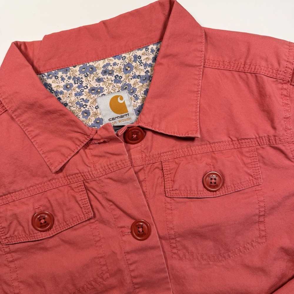Carhartt Women's Button Front Jacket Rose Pink XL 16-18 Pockets Classic